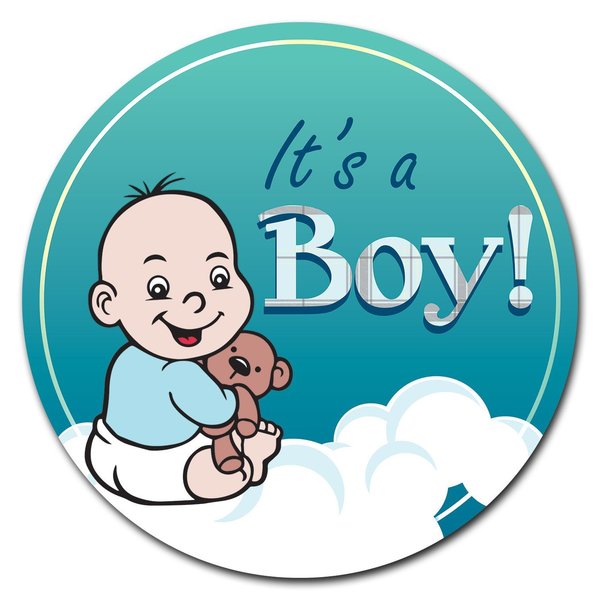 Signmission Corrugated Plastic Sign With Stakes 24in Circular-Its A Boy C-24-CIR-WS-Its a Boy
